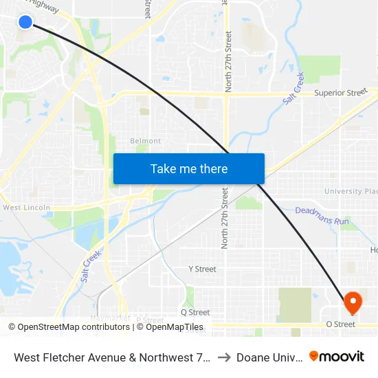 West Fletcher Avenue & Northwest 7th Street, NW to Doane University map