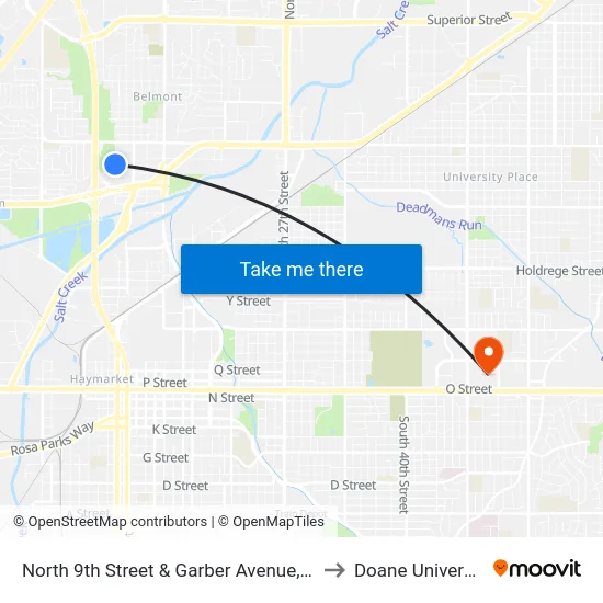 North 9th Street & Garber Avenue, NW to Doane University map