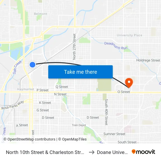 North 10th Street & Charleston Street, NW to Doane University map