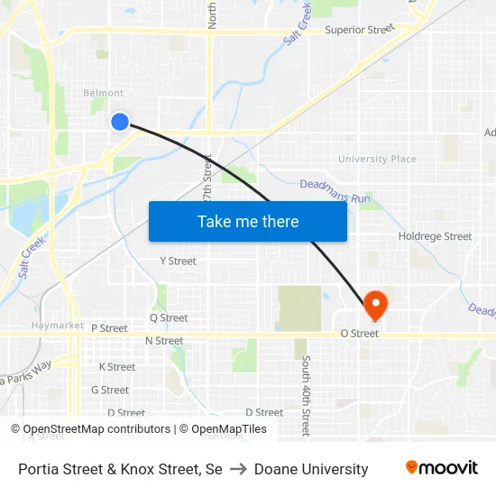 Portia Street & Knox Street, Se to Doane University map