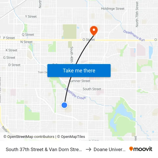 South 37th Street & Van Dorn Street, Se to Doane University map