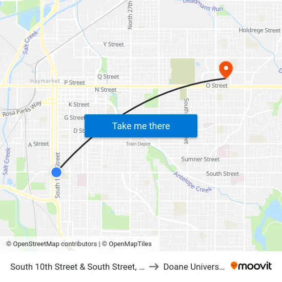 South 10th Street & South Street, Se to Doane University map