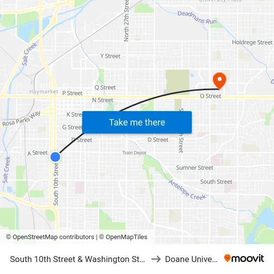 South 10th Street & Washington Street, Se to Doane University map