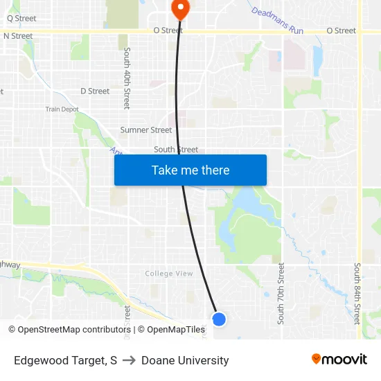 Edgewood Target, S to Doane University map