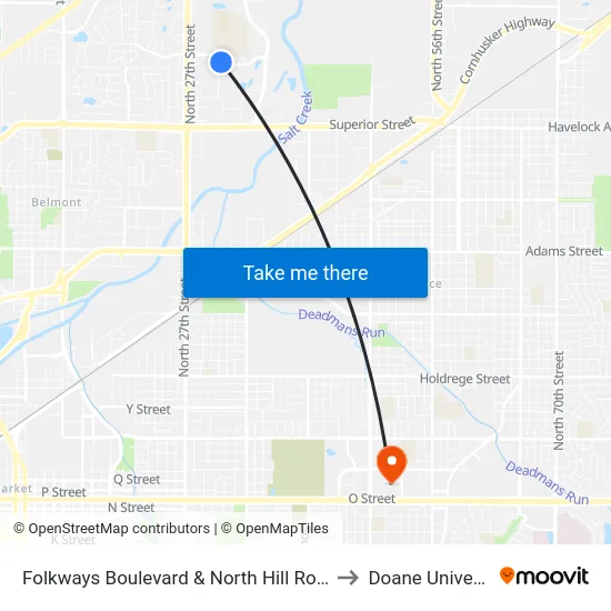 Folkways Boulevard & North Hill Road, SW to Doane University map