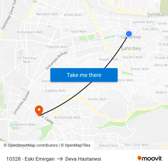 10328 - Eski Emirgan to Deva Hastanesi map