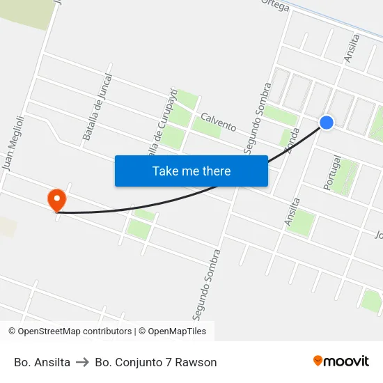 Bo. Ansilta to Bo. Conjunto 7 Rawson map