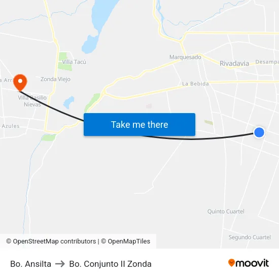 Bo. Ansilta to Bo. Conjunto II Zonda map