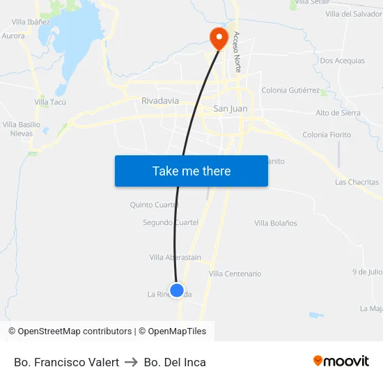 Bo. Francisco Valert to Bo. Del Inca map