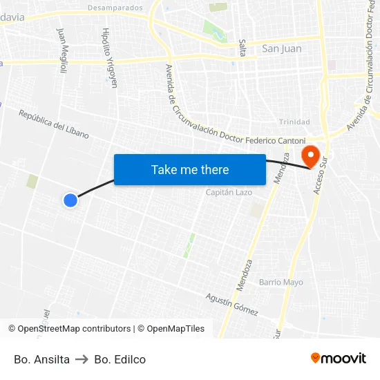 Bo. Ansilta to Bo. Edilco map