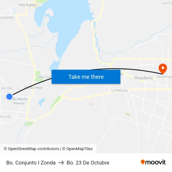 Bo. Conjunto I Zonda to Bo. 23 De Octubre map