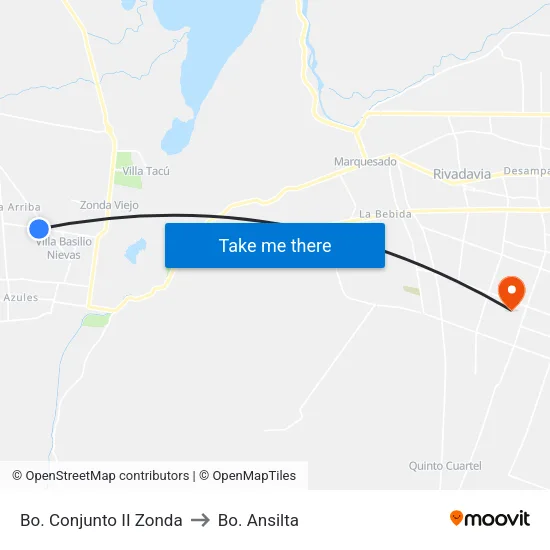 Bo. Conjunto II Zonda to Bo. Ansilta map