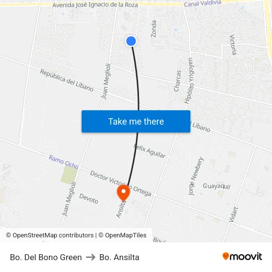 Bo. Del Bono Green to Bo. Ansilta map