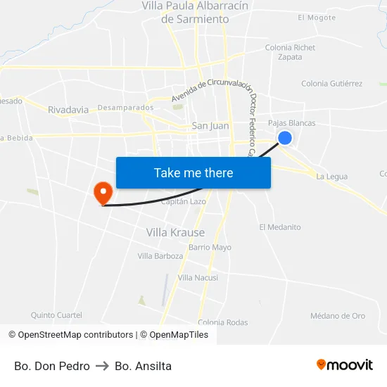 Bo. Don Pedro to Bo. Ansilta map