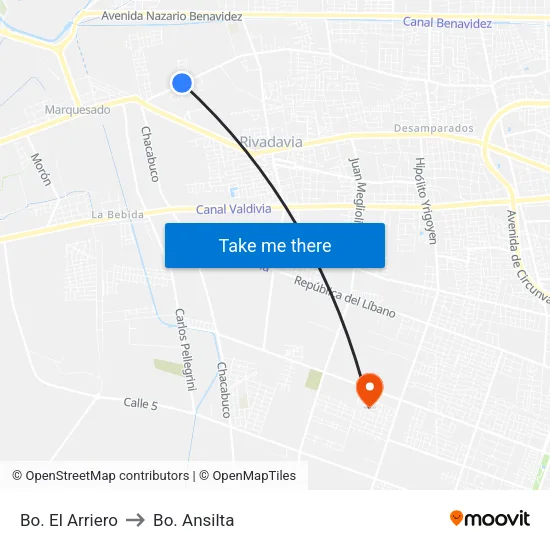 Bo. El Arriero to Bo. Ansilta map