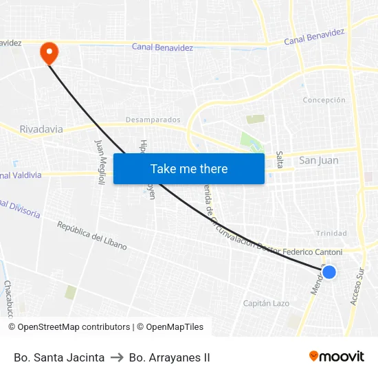 Bo. Santa Jacinta to Bo. Arrayanes II map