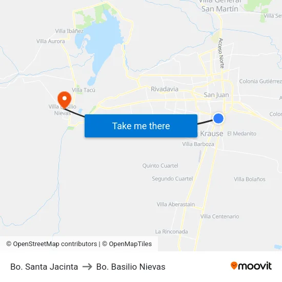 Bo. Santa Jacinta to Bo. Basilio Nievas map
