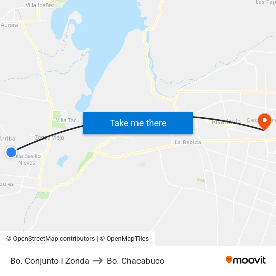 Bo. Conjunto I Zonda to Bo. Chacabuco map
