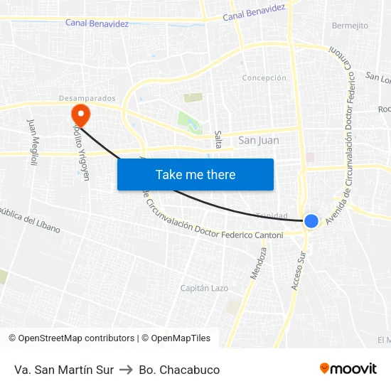 Va. San Martín Sur to Bo. Chacabuco map