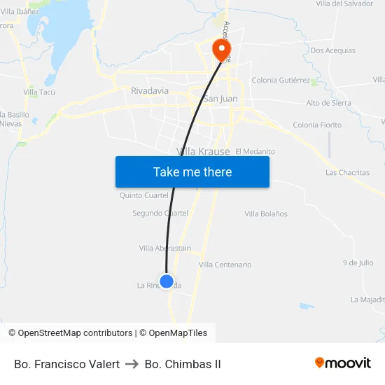 Bo. Francisco Valert to Bo. Chimbas II map
