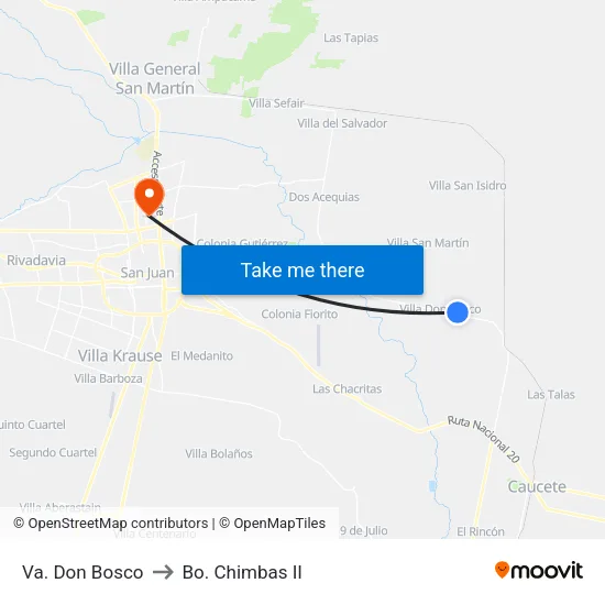 Va. Don Bosco to Bo. Chimbas II map