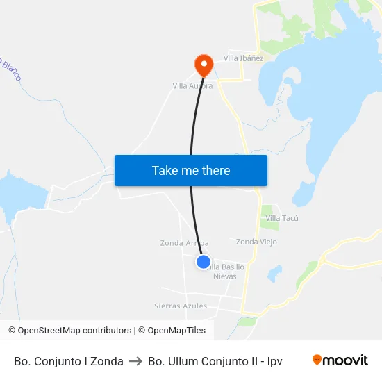 Bo. Conjunto I Zonda to Bo. Ullum Conjunto II - Ipv map