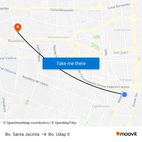 Bo. Santa Jacinta to Bo. Udap II map