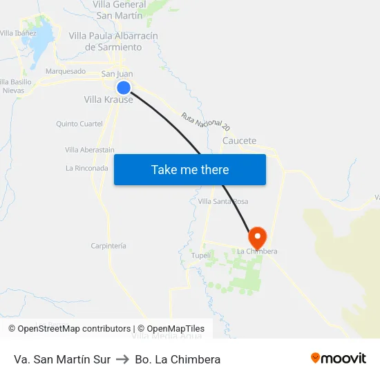 Va. San Martín Sur to Bo. La Chimbera map