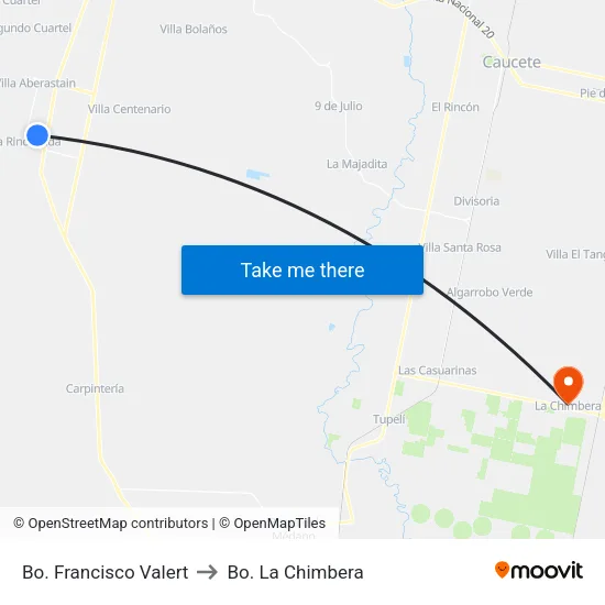 Bo. Francisco Valert to Bo. La Chimbera map