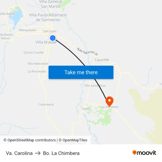 Va. Carolina to Bo. La Chimbera map