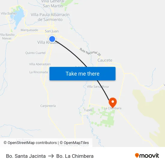 Bo. Santa Jacinta to Bo. La Chimbera map