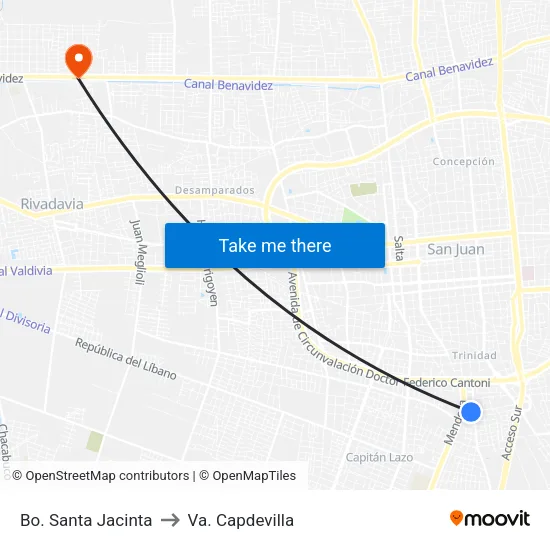 Bo. Santa Jacinta to Va. Capdevilla map