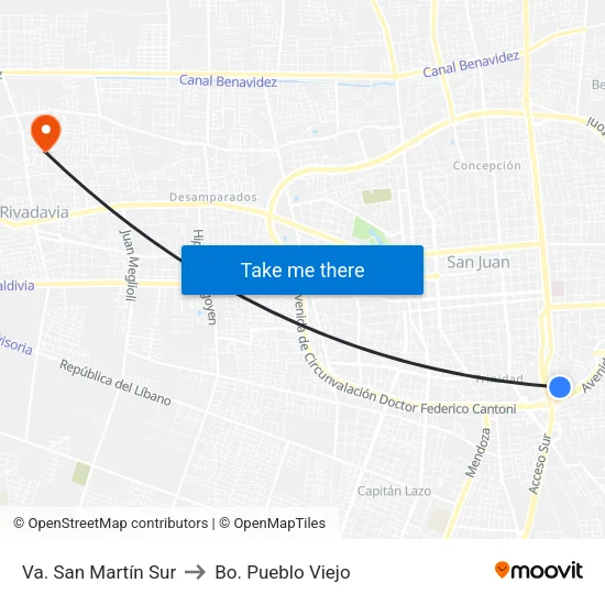 Va. San Martín Sur to Bo. Pueblo Viejo map