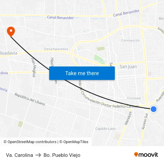 Va. Carolina to Bo. Pueblo Viejo map