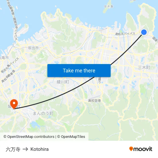 六万寺 to Kotohira map