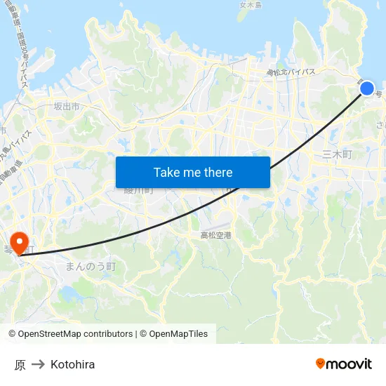 原 to Kotohira map