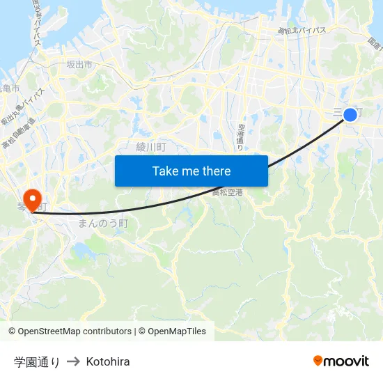 学園通り to Kotohira map