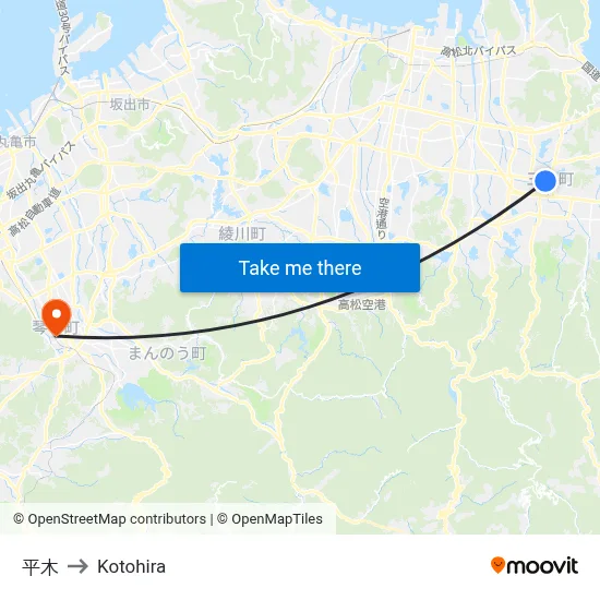 平木 to Kotohira map