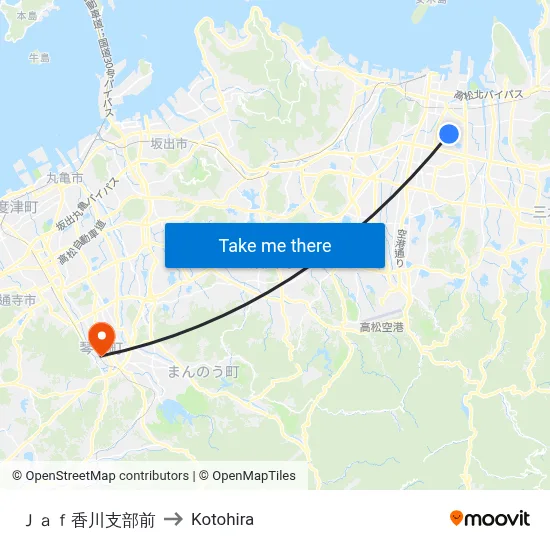 Ｊａｆ香川支部前 to Kotohira map