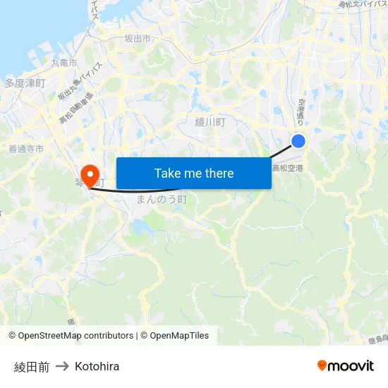 綾田前 to Kotohira map