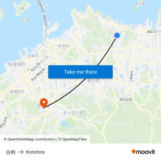 佐料 to Kotohira map