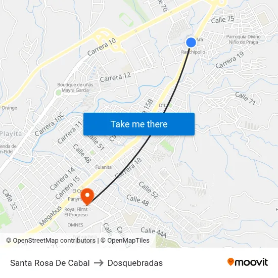 Santa Rosa De Cabal to Dosquebradas map