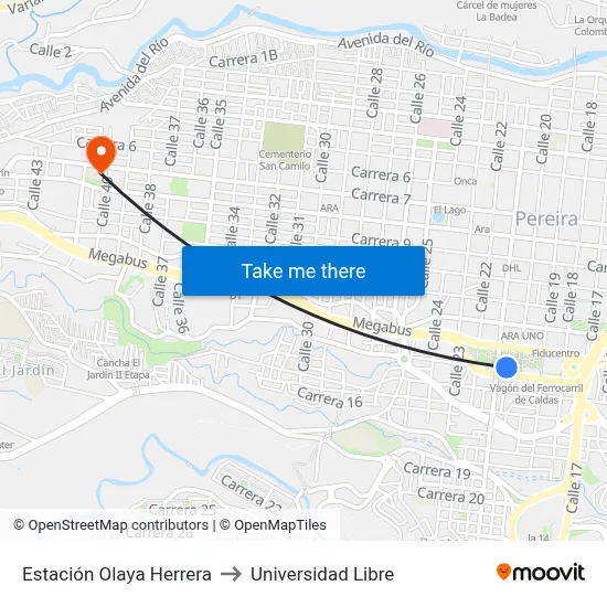 Estación Olaya Herrera to Universidad Libre map