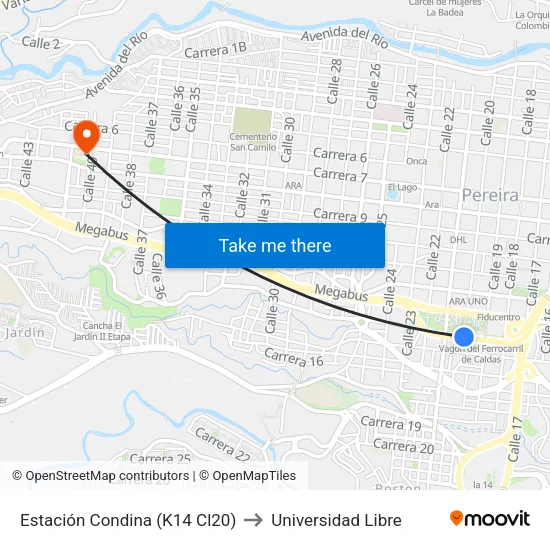 Estación Condina (K14 Cl20) to Universidad Libre map