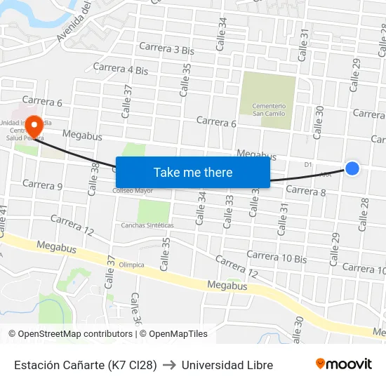 Estación Cañarte (K7 Cl28) to Universidad Libre map