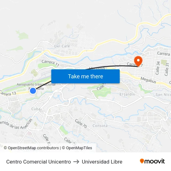 Centro Comercial Unicentro to Universidad Libre map