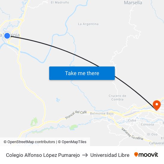 Colegio Alfonso López Pumarejo to Universidad Libre map