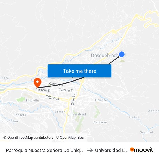 Parroquia Nuestra Señora De Chiquinquirá to Universidad Libre map