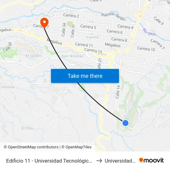 Edificio 11 - Universidad Tecnológica De Pereira to Universidad Libre map