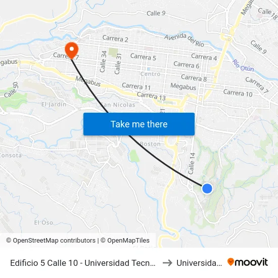 Edificio 5 Calle 10 - Universidad Tecnológica De Pereira to Universidad Libre map